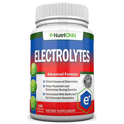 Electrolytes - 100 Natural Electrolyte Replacement Capsules - Premium Keto Friendly Pills - No Sugar - Great for Hydration, Recovery and Hangovers - Trace Minerals Potassium, Magnesium, Sodium Salts