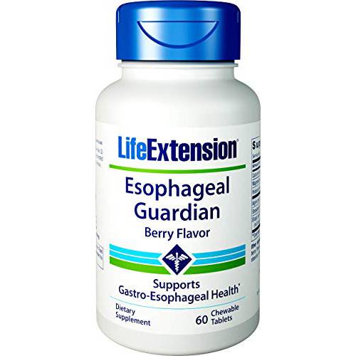 Life Extension Esophageal Guardian - Gastric Discomfort Supplements - Up To 4 Hours of Digestive Comfort & Relief - Berry Flavor, Gluten Free, Non-GMO - Vegetarian Chewable Tablets 60 Count