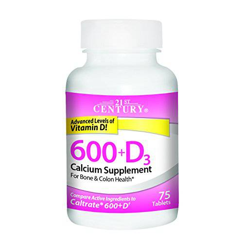 21st Century Calcium Plus D Supplement, 600 mg, 75 Count