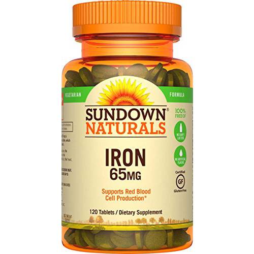 Sundown Iron Ferrous Sulfate 65 mg, 120 Count (Packaging May Vary)