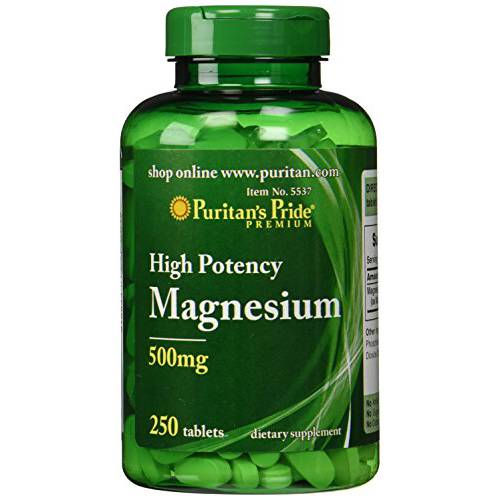 Puritans Pride Magnesium 500 Mg-250 Tablets, 250 Count