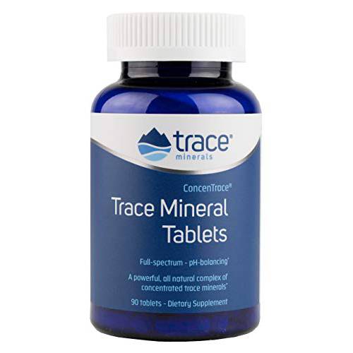 Trace Minerals ConcenTrace Tablets | 72+ Minerals, Magnesium, Chloride, Potassium | Low Sodium | Energy, Electrolytes, Hydration | 300 Tablets