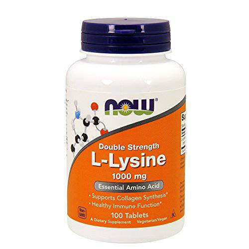 NOW Foods L-Lysine 1000mg, 100 Tablets (Pack of 2)