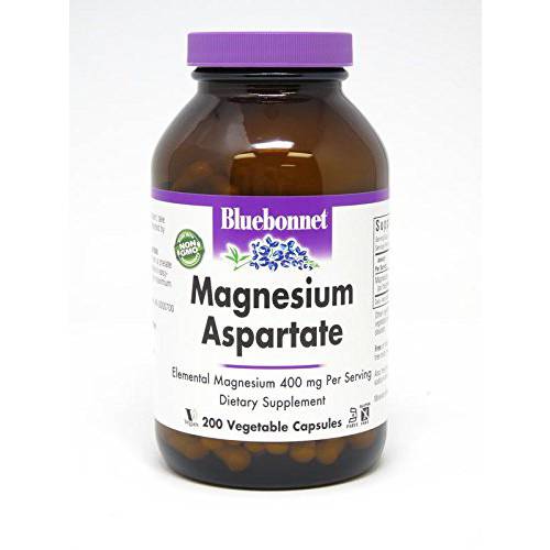 Bluebonnet Nutrition Magnesium Aspartate 400 mg, 200 Vegetarian Capsules