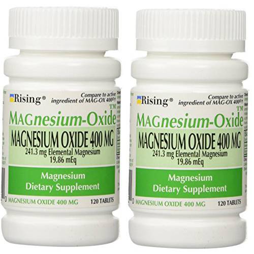 Magnesium Oxide 400 mg Dietary Supplement Tablets - 120 Tablets (Pack of 2)