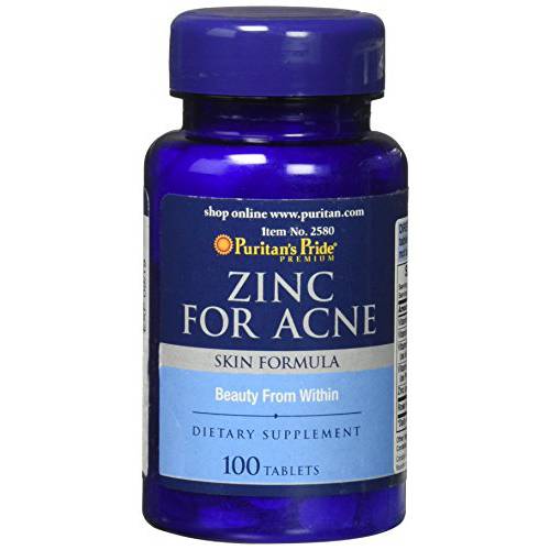 Zinc for Acne by Puritan’s Pride a Mineral for Immune Sytem Health 100 Tablets