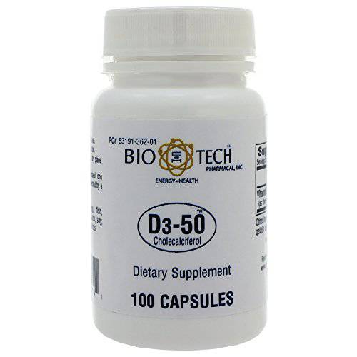D3-50 50,000iu - Bio-Tech Pharmacal - 100 Capsules - Pack of 2