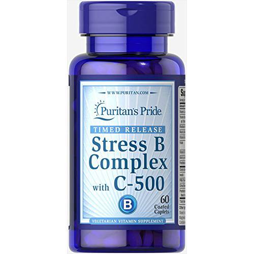 Puritan’s Pride Stress Vitamin B-Complex with Vitamin C-500 Timed Release-60 Caplets