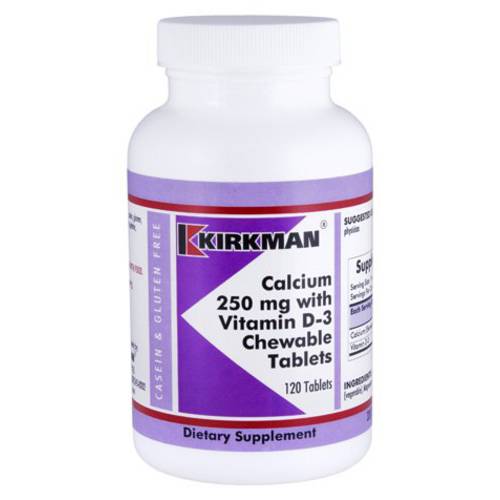 Kirkman - Calcium 250mg with Vitamin D3 - 120 Tablets - Essential Minerals - Helps Maintain Strong Bones - Hypoallergenic