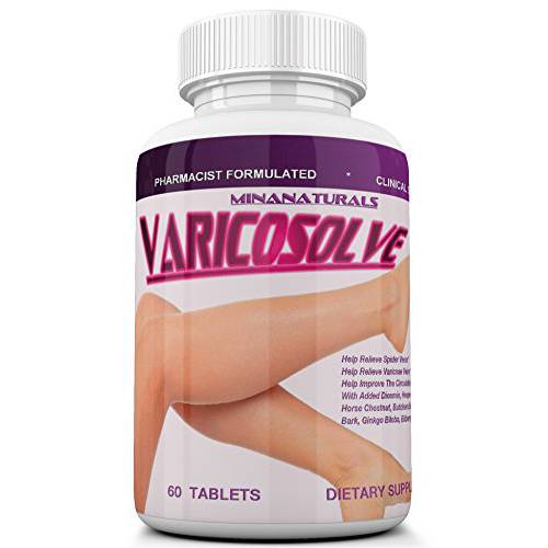 VARICOSOLVE The Natural Varicose Vein and Spider Vein Relief. Improve Circulation. Triple Strength (1905 mg). 60 Tablets