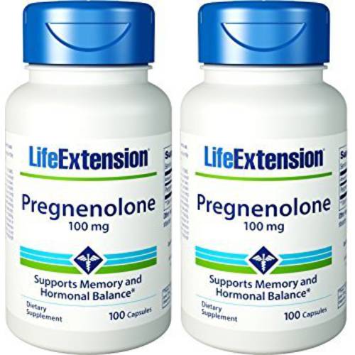 Life Extension Pregnenolone 100 Mg, 100 capsules, 2 Bottle Pack