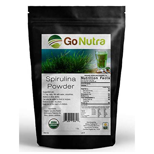 Spirulina Powder Organic 1 lb - 16 oz | Pure Non GMO Superfoods for Antioxidant, Minerals, Fatty Acids, Fiber & Protein | Vegan Friendly | USDA Certified