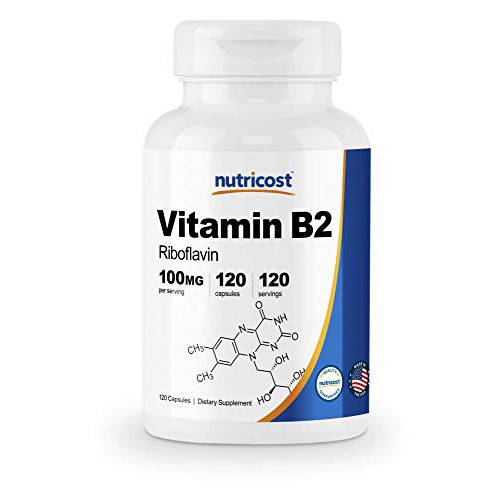 Nutricost Vitamin B2 (Riboflavin) 100mg, 120 Capsules - Gluten Free and Non-GMO