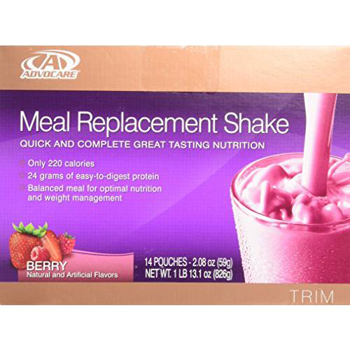 AdvoCare Meal Replacement Shake - Protein Shakes for Weight Loss - Berry - 14 Pouches