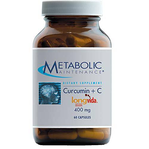 Metabolic Maintenance Curcumin + C (Longvida) - Turmeric + Vitamin C Supplement - Musculoskeletal + Healthy Brain Function Support, Higher Absorption Without Black Pepper (60 Capsules)
