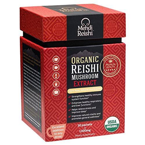 Organic Reishi Mushroom Extract Powder by Mehdi Reishi – 30 Servings – 100% Pure, Premium and Organic Medicinal Powders –Ganoderma Lucidum, Lingzhi – Beta Glucan 20%+ Potency