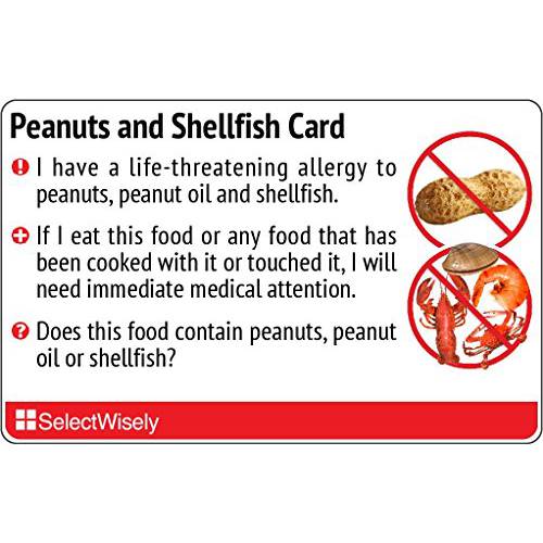 Peanuts and Shellfish Allergy Translation Card - Translated in Chinese (Mainland) or Any of 9 Languages