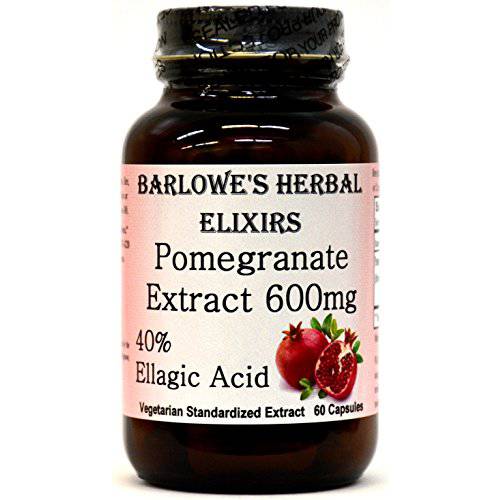Pomegranate Extract 40% Ellagic Acid - 60 600mg VegiCaps - Stearate Free, Glass Bottle