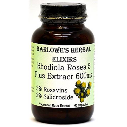 Rhodiola Extract 3% Rosavins 2% Salidroside - 60 600mg VegiCaps - Stearate Free, Glass Bottle