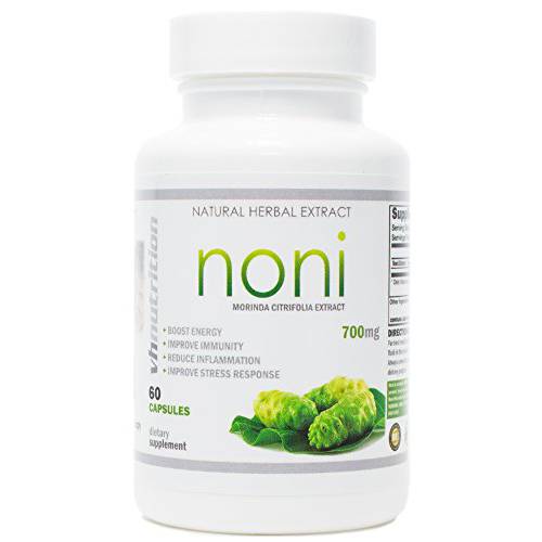 Noni Capsules | 700mg Morinda citrifolia Extract Pills | Promotes Healthier Skin, Hair, and Nails | Potent Natural Antioxidant | VH Nutrition | 30 Day Supply