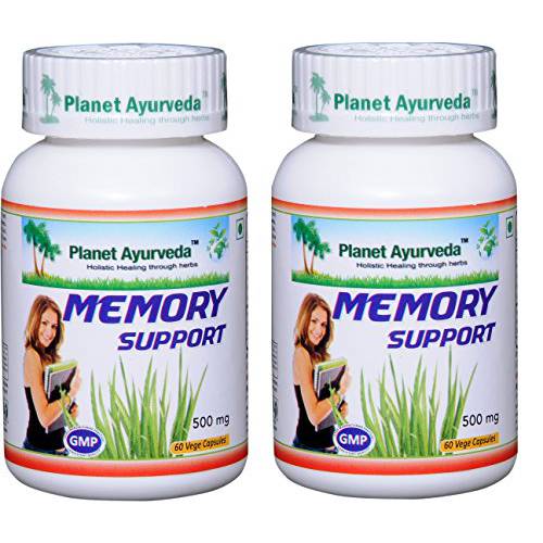 Planet Ayurveda Memory Support, 500mg Veg Capsules - 2 Bottles