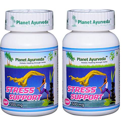 Planet Ayurveda Stress Support, 500mg Veg Capsules - 2 Bottles