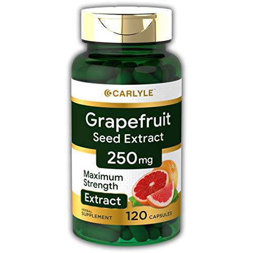 Grapefruit Seed Extract | 500 mg 120 Capsules | Maximum Strength | Non-GMO, Gluten Free | by Carlyle
