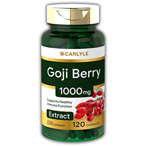 Goji Berry 1000mg | 120 Capsules | Concentrated Herbal Extract | Non-GMO, Gluten Free Supplement | by Carlyle