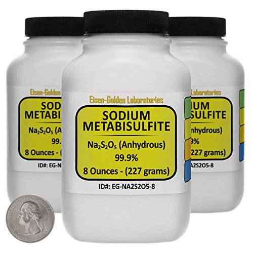 Eisen-Golden Laboratories Sodium Metabisulfite [Na2S2O5] 99.9% ACS Grade Powder 1.5 Lb in Three Space-Saver Bottles USA