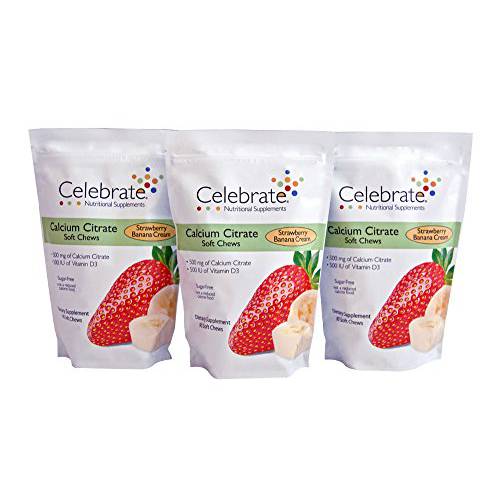 Celebrate Vitamins Calcium Citrate Soft Chews - 500 mg Strawberry Banana Cream - 270 Count