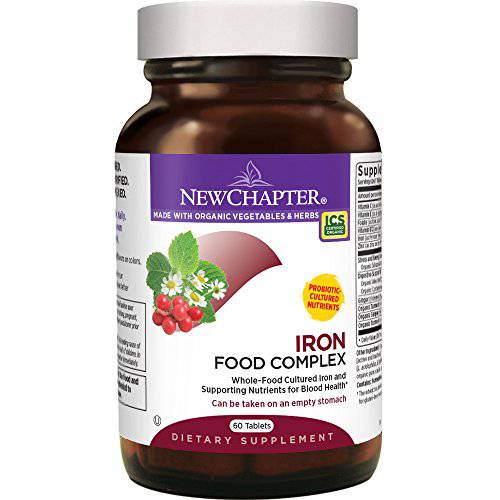 Iron Supplement, New Chapter Fermented Iron Complex with Organic Whole-Food Ingredients + One Daily Non-Constipating Dose- 60 Count (Pack of 1), 2 Month Supply