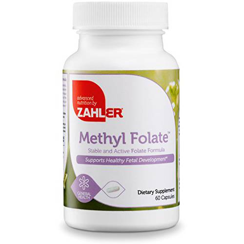 Zahler Methyl Folate (Quatrefolic Acid), 1000MCG, Supports Healthy Fetal Development, Certified Kosher, 60 Capsules