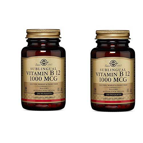 Solgar Vitamin B12 1000 mcg, 250 Nuggets - 2 Pack - Supports Production of Energy, Red Blood Cells - Healthy Nervous System - Promotes Cardiovascular Health - Non-GMO, Gluten Free - 500 Total Servings