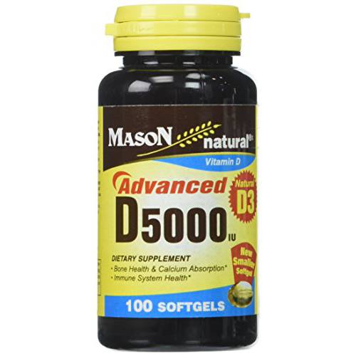 Mason Vitamins D 5000 IU Softgels, 60 Count