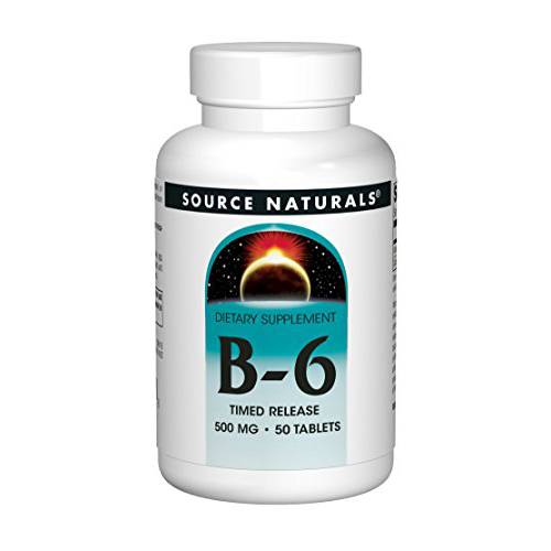 Source Naturals Vitamin B-6, 500 mg Immune System Support - 50 Tablets