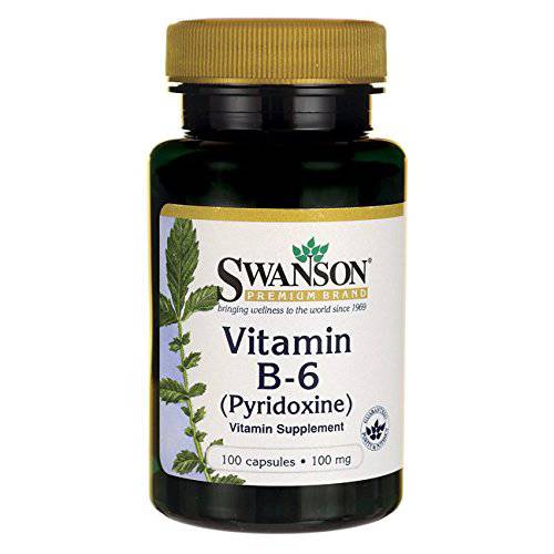 Swanson Vitamin B-6 (Pyridoxine) Cardio Health Support Energy Metabolism 100 Milligrams 100 Capsules