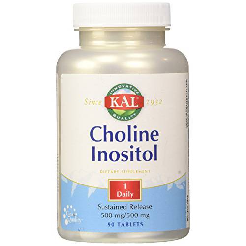 KAL Choline Inositol 500/500 mg | 1 Daily, Sustained Release | Healthy Brain, Liver, Cell & Mood Support | 90 Tablets