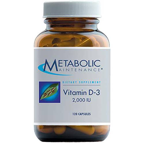 Metabolic Maintenance Vitamin D-3 2000 IU - Superior Absorption D3 with Vitamin C - Bone, Immune, Mood + Cardiovascular Support Supplement, No Fillers (120 Capsules)