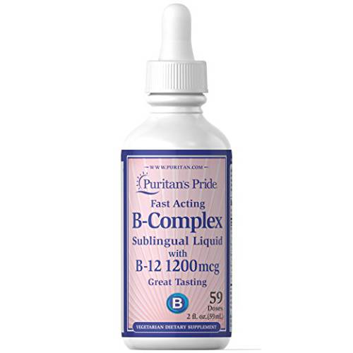 Puritans Pride Vitamin B-Complex Sublingual Liquid with Vitamin B-12-2 fl oz Liquid