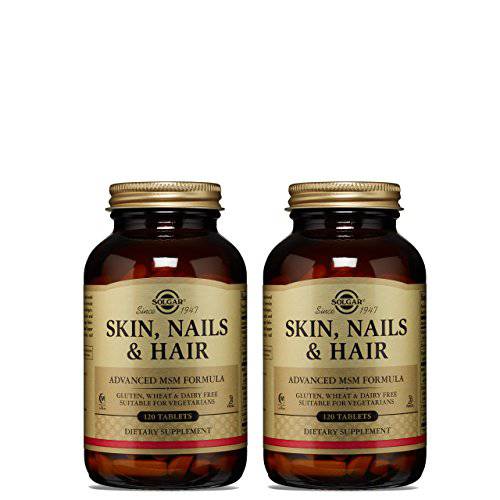 Solgar Skin, Nails & Hair, Advanced MSM Formula, 120 Tablets - 2 Pack - Supports Collagen for Hair, Nail & Skin Health - Provides Zinc, Vitamin C & Copper - Non-GMO, Vegan - 120 Total Servings