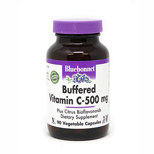 BlueBonnet Buffered Vitamin C 500 mg Vegetable Capsules, 90 Count, White (743715005686)