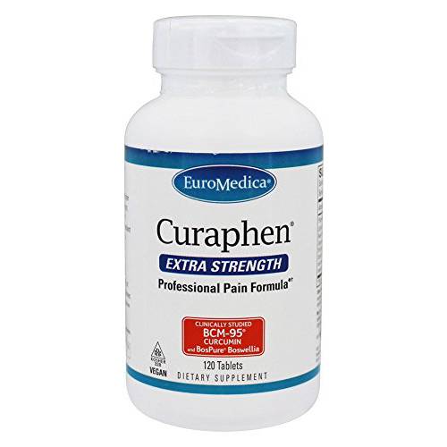 EuroMedica Curaphen Extra Strength - 120 Tabs - Professional Pain Formula - Ultra Potent Curcumin & Boswellia with DLPA & Nattokinase - Clinically-Studied Ingredients, Highly Absorbable - 120 Servings
