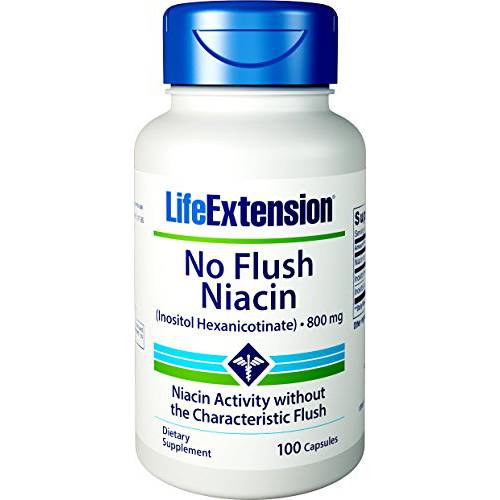 Life Extension No Flush Niacin 640 mg - Flush Free Vitamin B Supplement Pills with Inositol for Healthy Metabolism and Cholesterol Management – Non-GMO, Gluten-Free - 100 Capsules