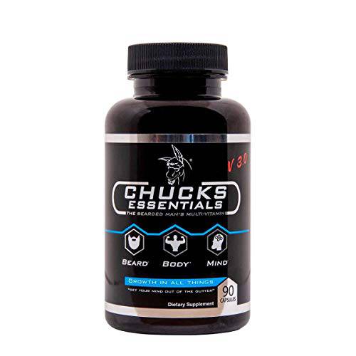 Chucks Essentials - The Bearded Mans Multivitamin, for Faster Growing Beard, Loaded with The Vitamins and Minerals Essential for Healthy, Thicker, Stronger, and Faster Growing Hair, 90 Capsules
