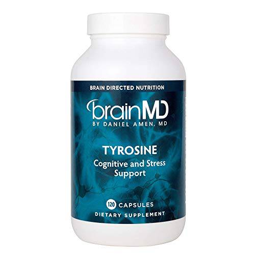 BRAINMD Dr Amen Tyrosine - 120 Capsules - Promotes Mental Focus, Clarity & Alertness - Gluten Free - 60 Servings