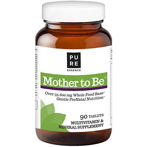 Pure Essence Mother to Be Prenatal Vitamins with Whole Foods, Super Foods, Minerals, Iron, Folate, Non GMO, Vegan - 90 Tablets
