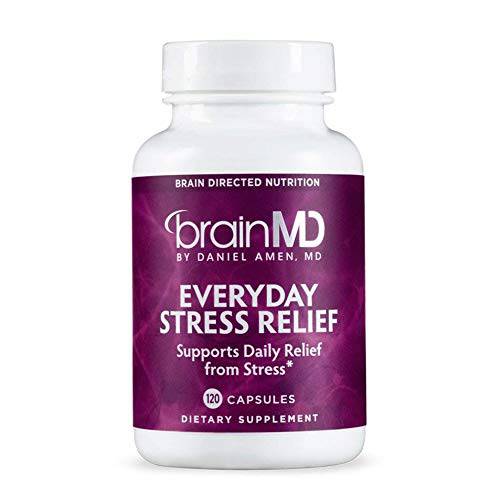 BRAINMD Dr Amen Everyday Stress Relief - 120 Capsules - Promotes Calm, Relaxation & Focus - Non-Drowsy - Gluten Free - 30 Servings