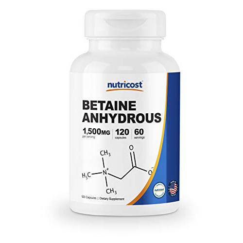 Nutricost Betaine Anhydrous Capsules 1500mg, 60 Servings - Gluten Free, Non-GMO, 750mg Per Cap, 120 Capsules
