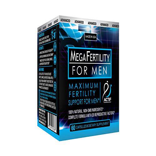 Actif Organic Mega Fertility Fertilmax for Men - Maximum Sperm Support - Non-GMO, Made in USA, 60 Count