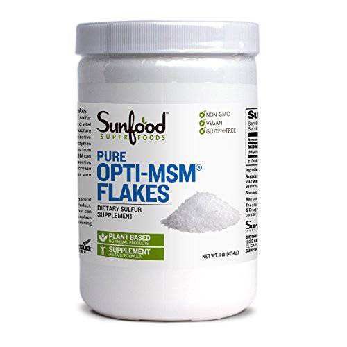 Sunfood Superfoods Pure Opti-MSM Sulfur Flakes. 1 lb Tub